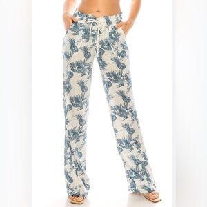 Women's Blue Floral Print Pants